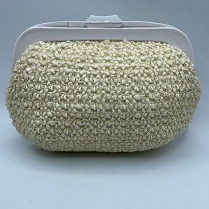 Vintage SMco. Cream white clutch. Looped fabric.